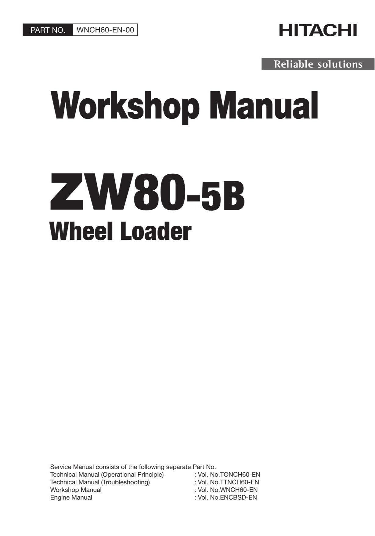 Hitachi ZW80-5B Wheel Loader Workshop Manual