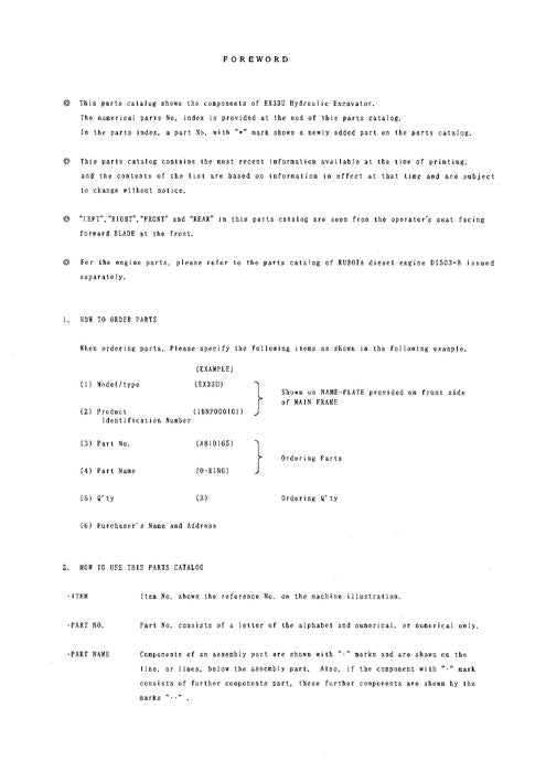 Manual del catálogo de piezas de la excavadora Hitachi EX33MU