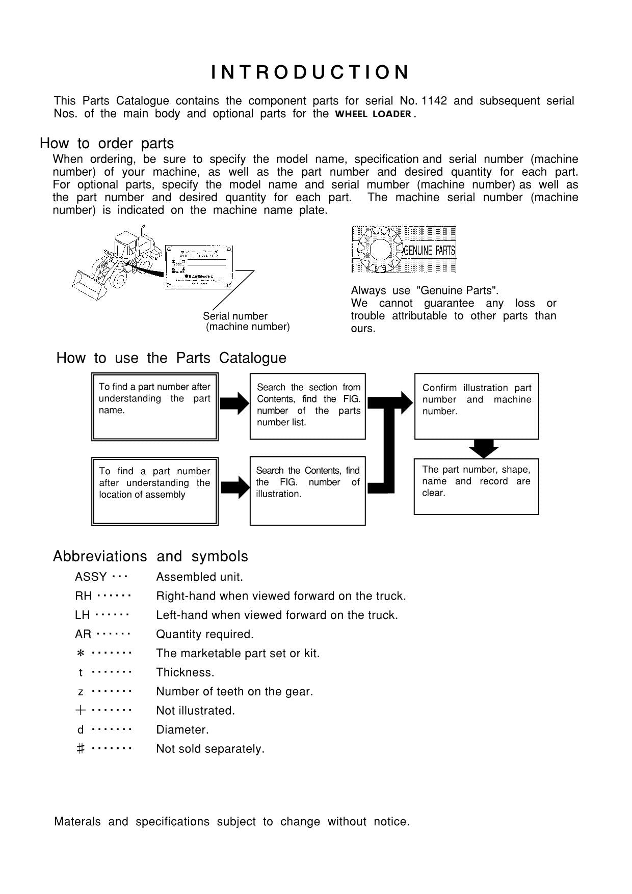 Hitachi LX110-7 Wheel Loader Parts Catalog Manual SN 001142-up