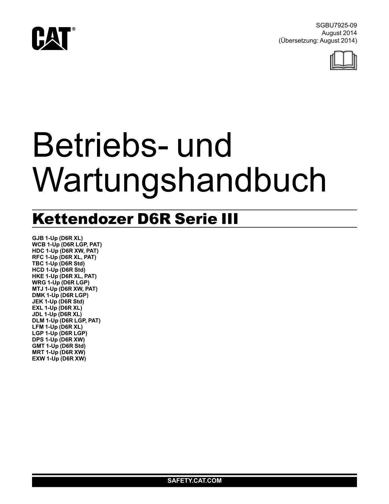 Caterpillar D6R Dozer Betriebsanleitung Wartungshandbuch