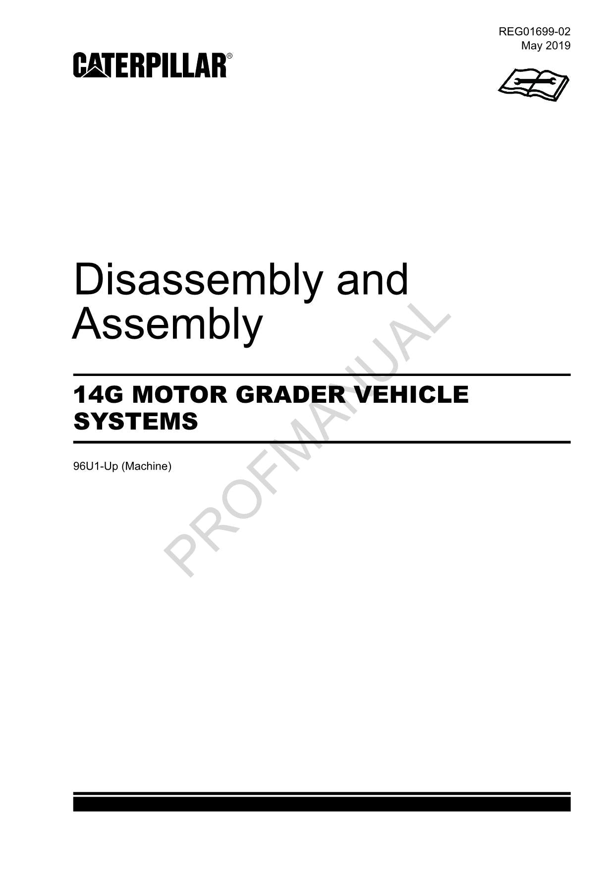 Manual de servicio del sistema de desmontaje y montaje del vehículo motoniveladora Caterpillar 14G
