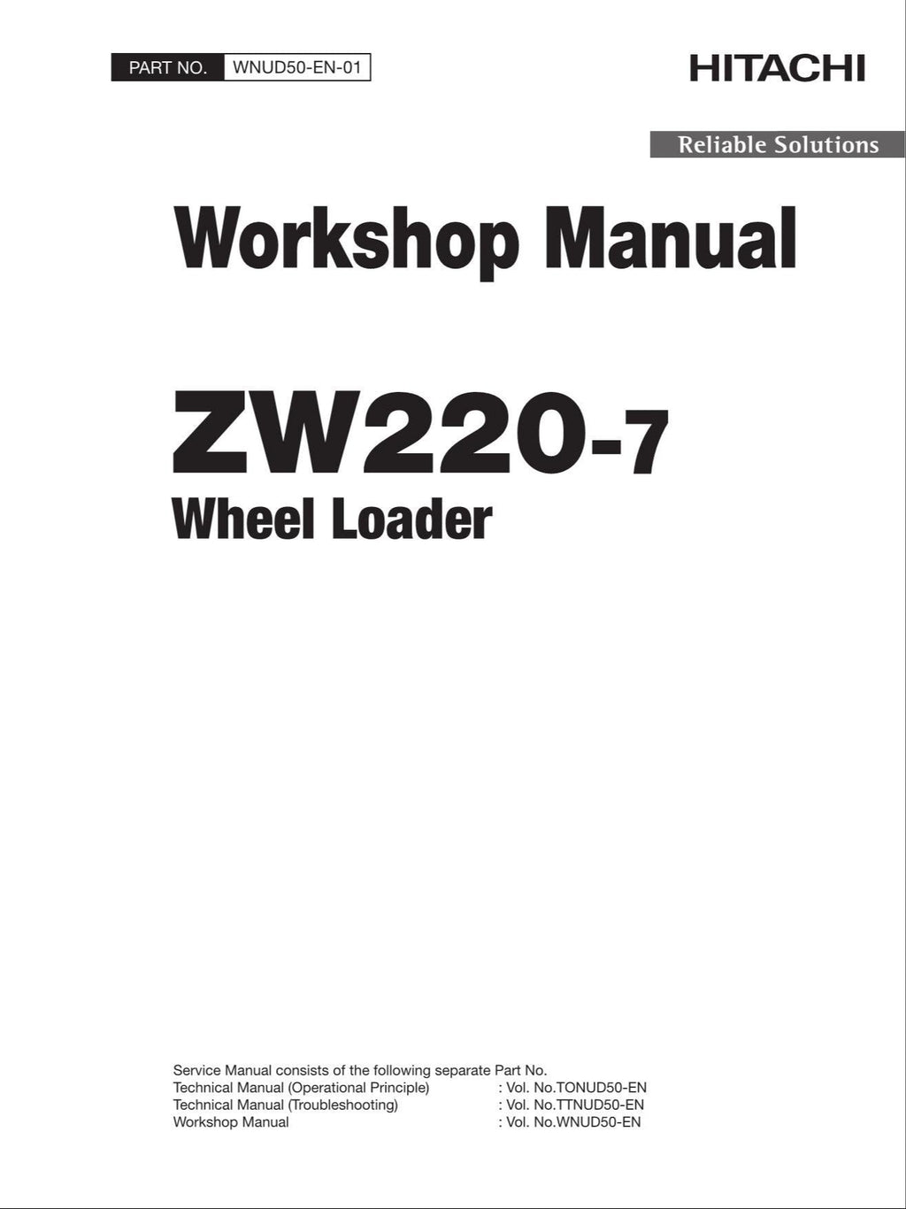 Hitachi ZW220-7 Wheel Loader Workshop Manual