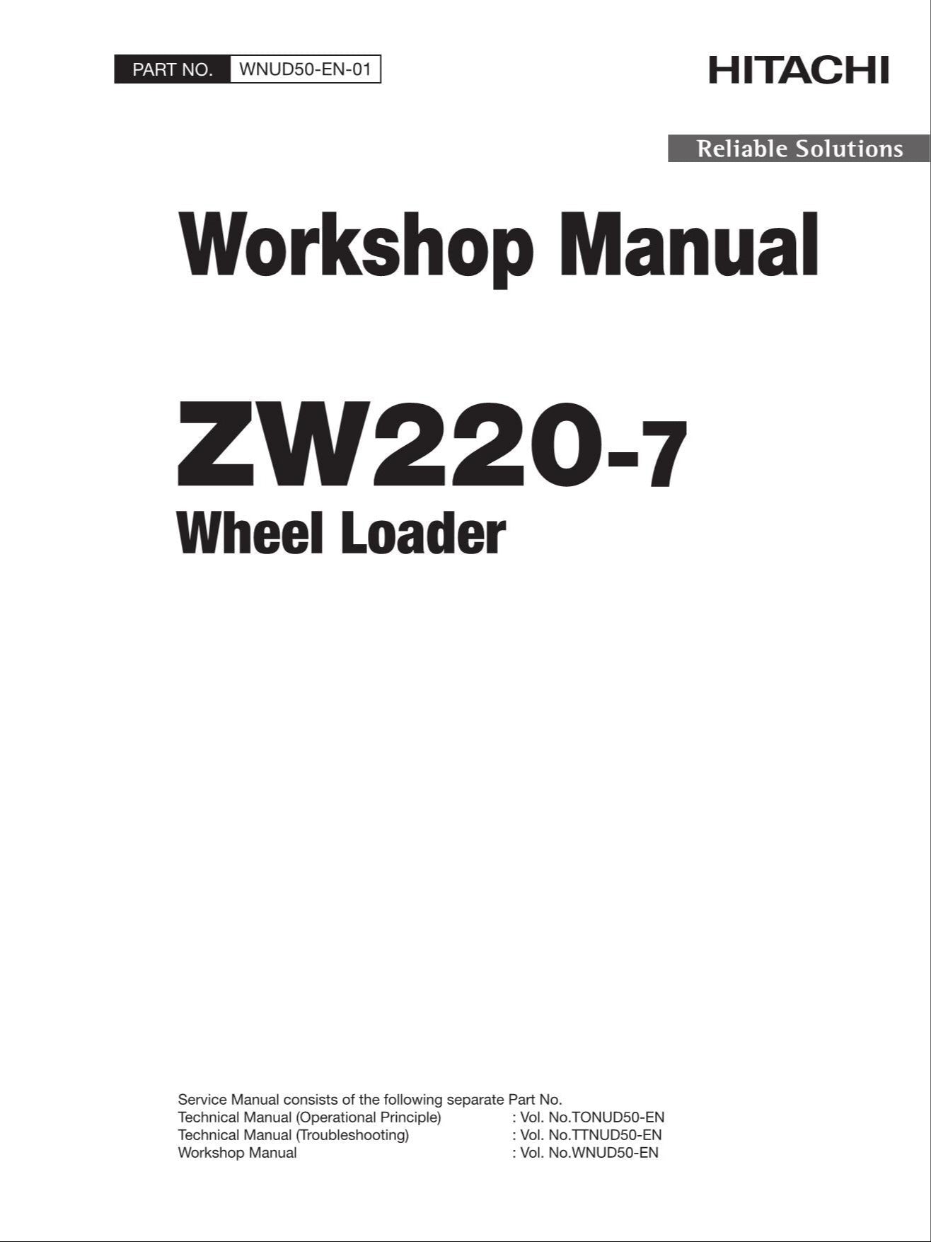 Hitachi ZW220-7 Wheel Loader Workshop Manual