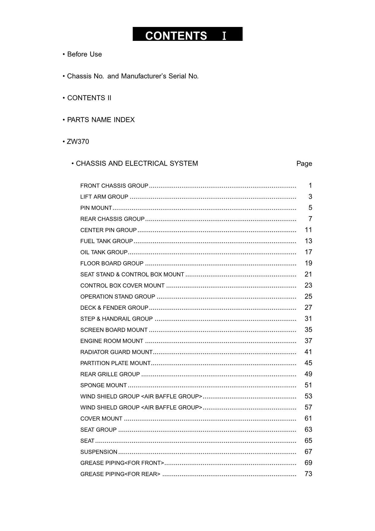 Hitachi ZW370 Wheel Loader Parts Catalog Manual SN 9251-up