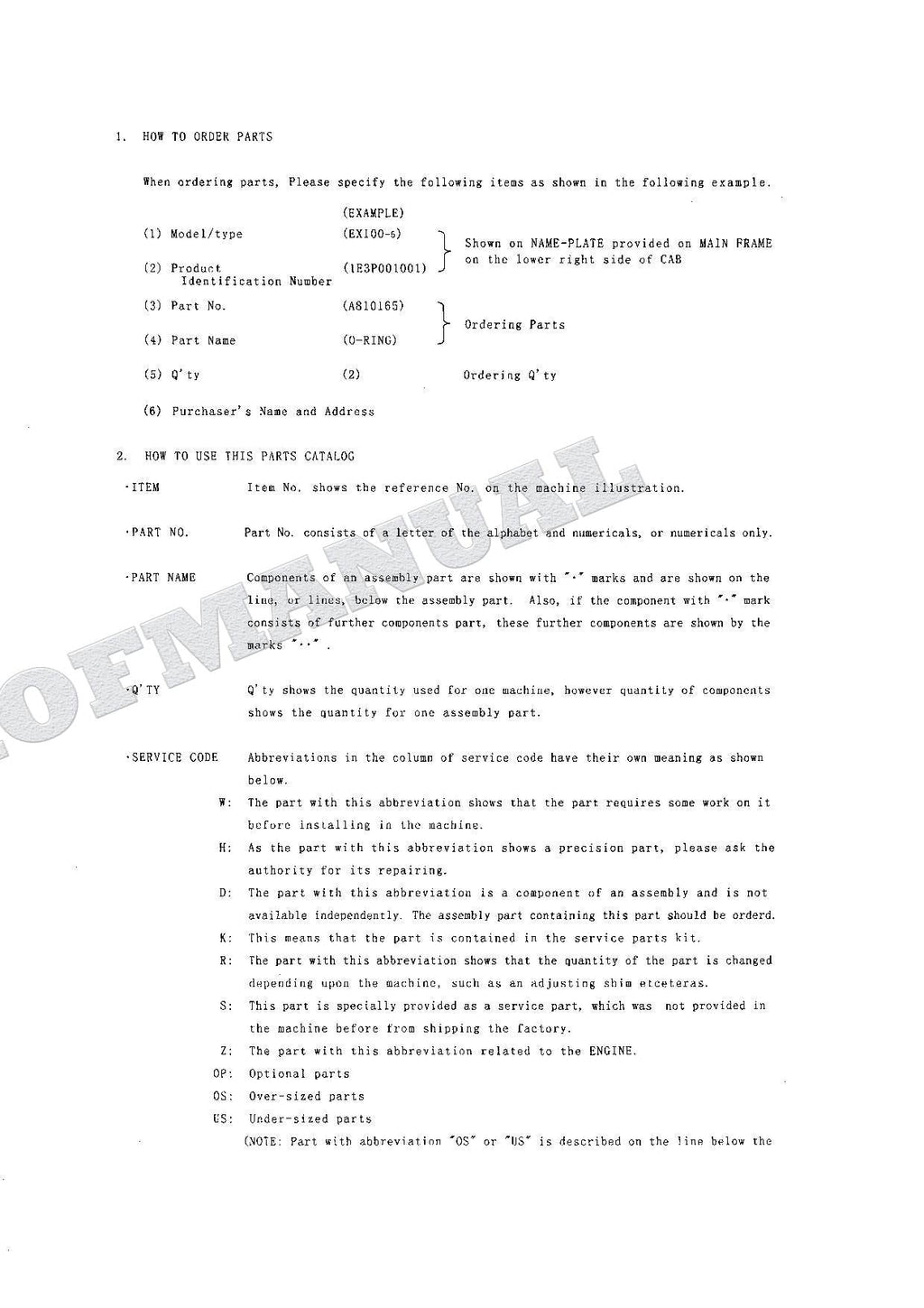 HITACHI EX100-5 EX100M-5 EX110M-5 EX100-5E Excavator Parts Catalog Manual