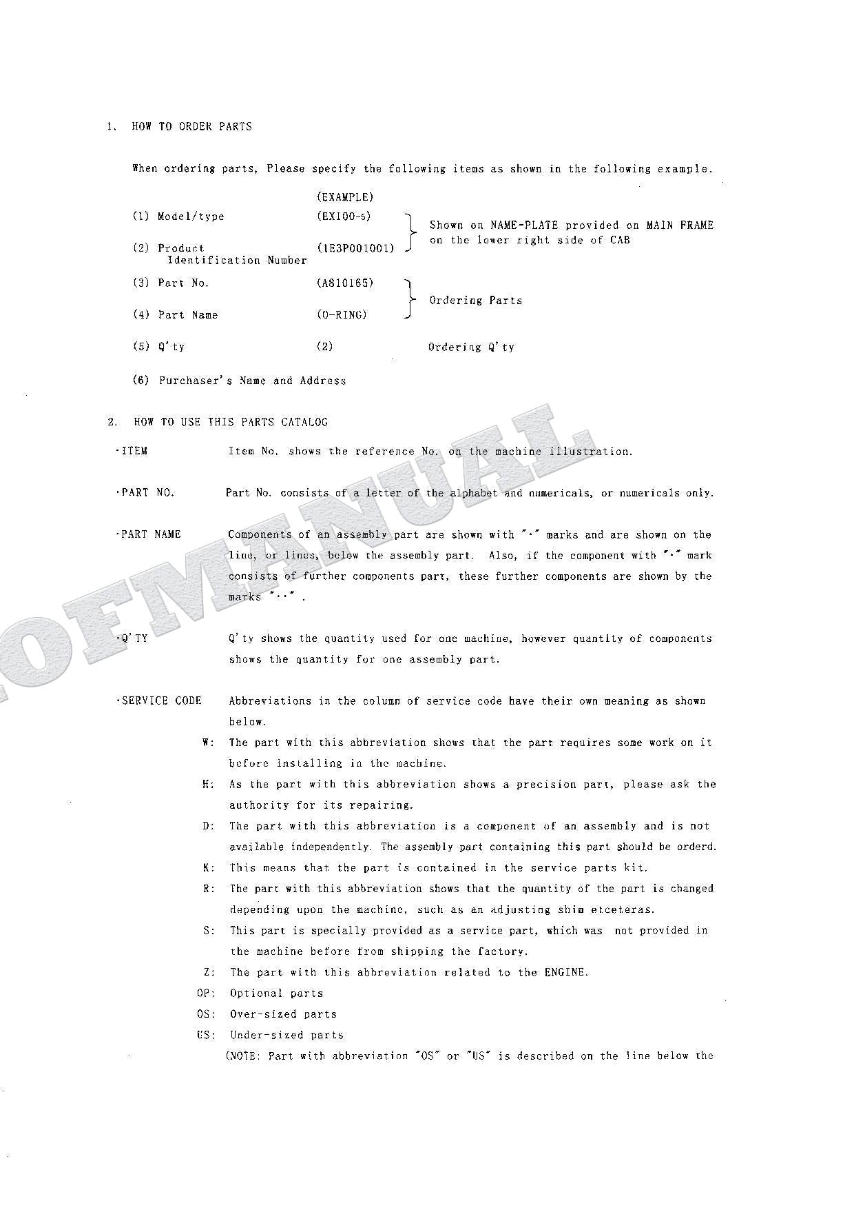 HITACHI EX100-5 EX100M-5 EX110M-5 EX100-5E Excavator Parts Catalog Manual