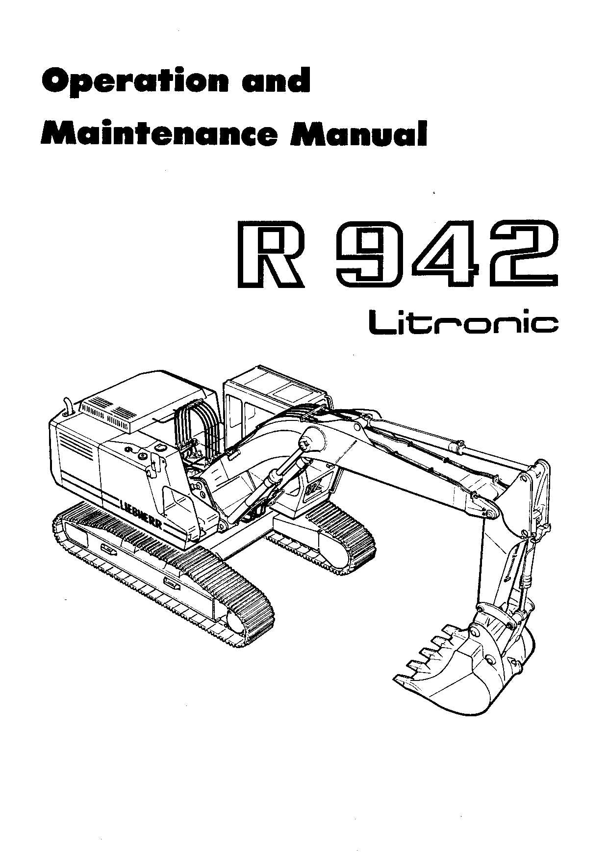 Liebherr R942 Litronic Excavator Operators manual serial 4001