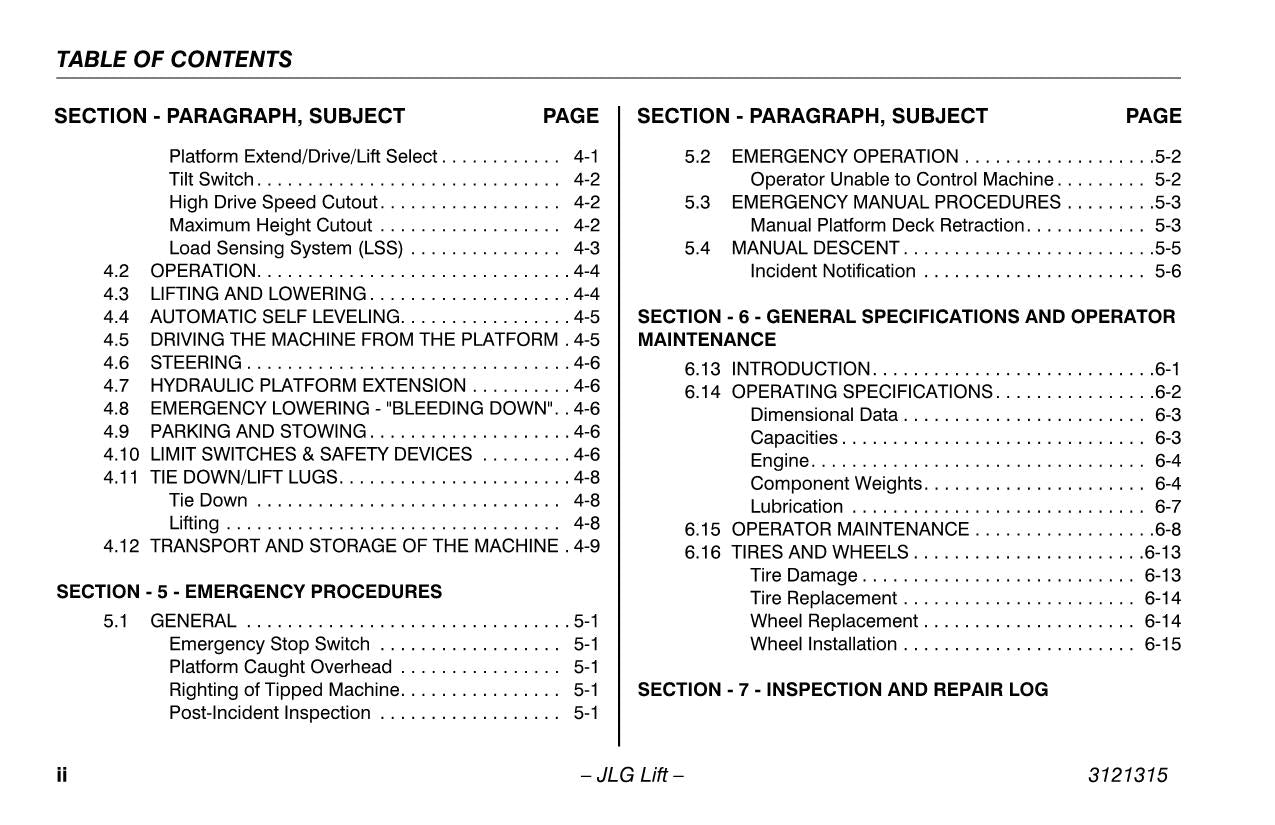 LIFTLUX 260-25 Scissor Lift Maintenance Operation Operators Manual 3121315