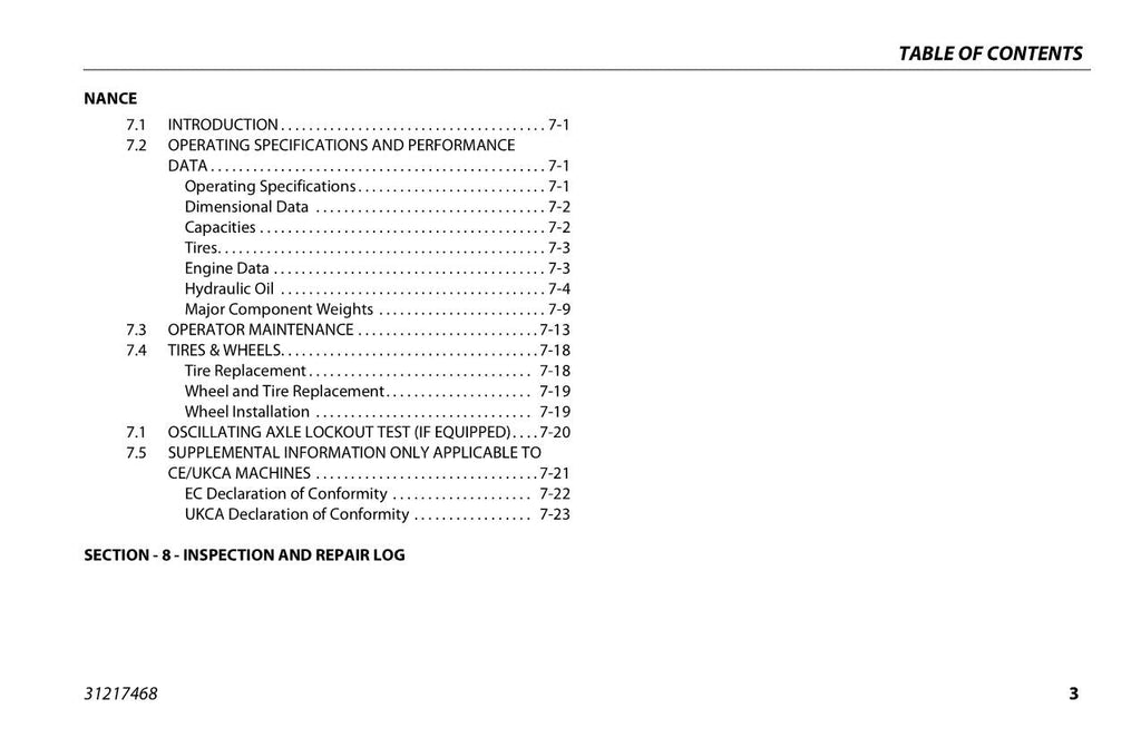 Manual del operador de mantenimiento y operación de la plataforma elevadora JLG 340AJ 31217468