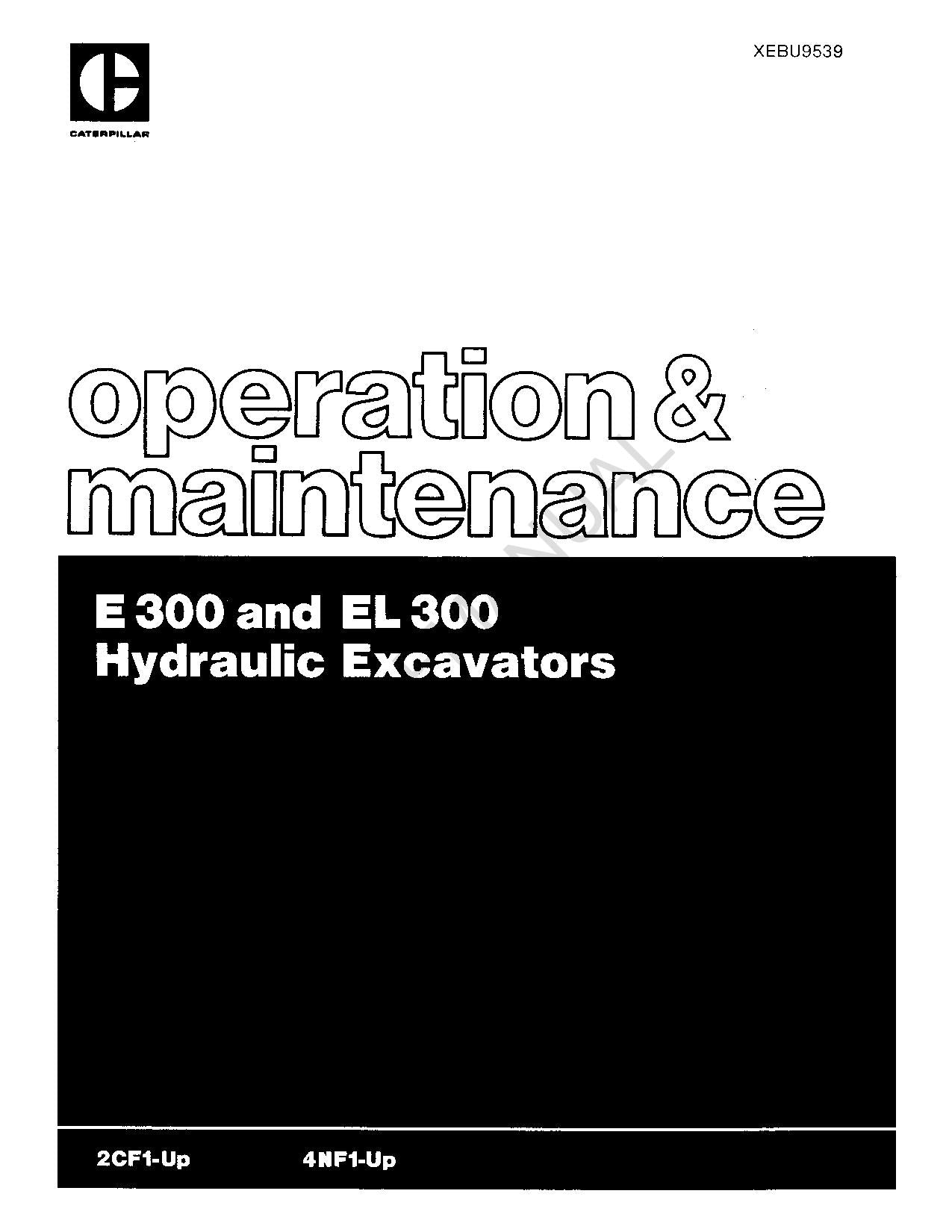 Manual de mantenimiento del operador de la excavadora hidráulica Caterpillar E300 EL300