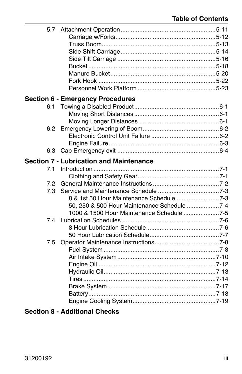 Manual del operador de mantenimiento y operación del manipulador telescópico JLG G5-19A G6-23A