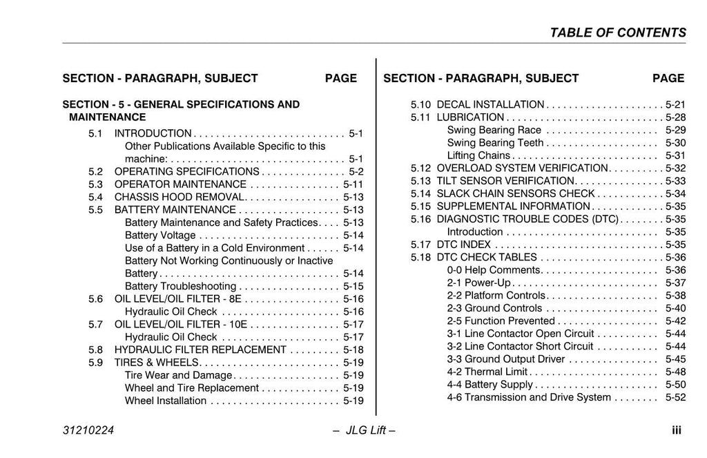 TOUCAN 10E 8E Vertical Lift Maintenance Operation Operators Manual