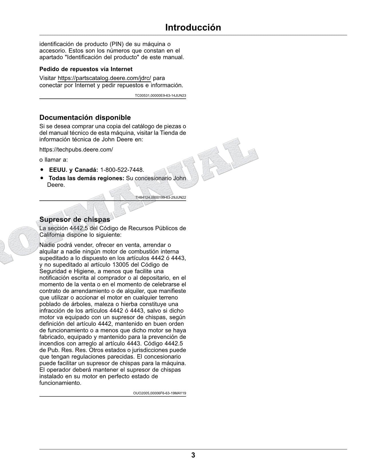 John Deere S220 S240 Tractor Manual del Operador SN S220 010001- 240 880001-