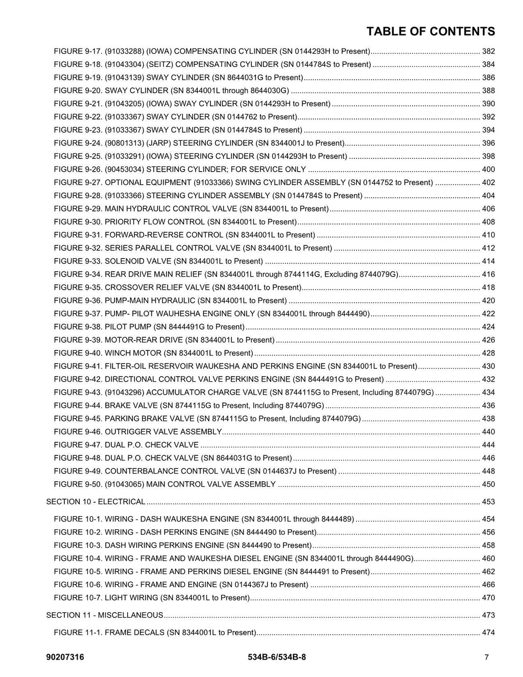 GRADALL JLG 534B-6 534B-8 Telehandler Parts Catalog Manual