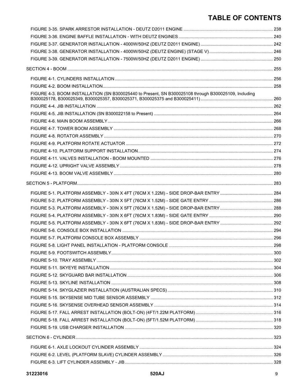 JLG 520AJ Boom Lift Parts Catalog Hard Copy Manual