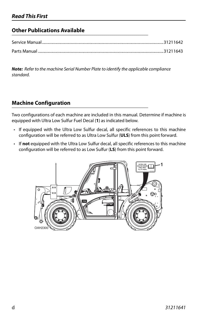 Manual del operador de mantenimiento y operación del manipulador telescópico JLG G5-18A 31211641