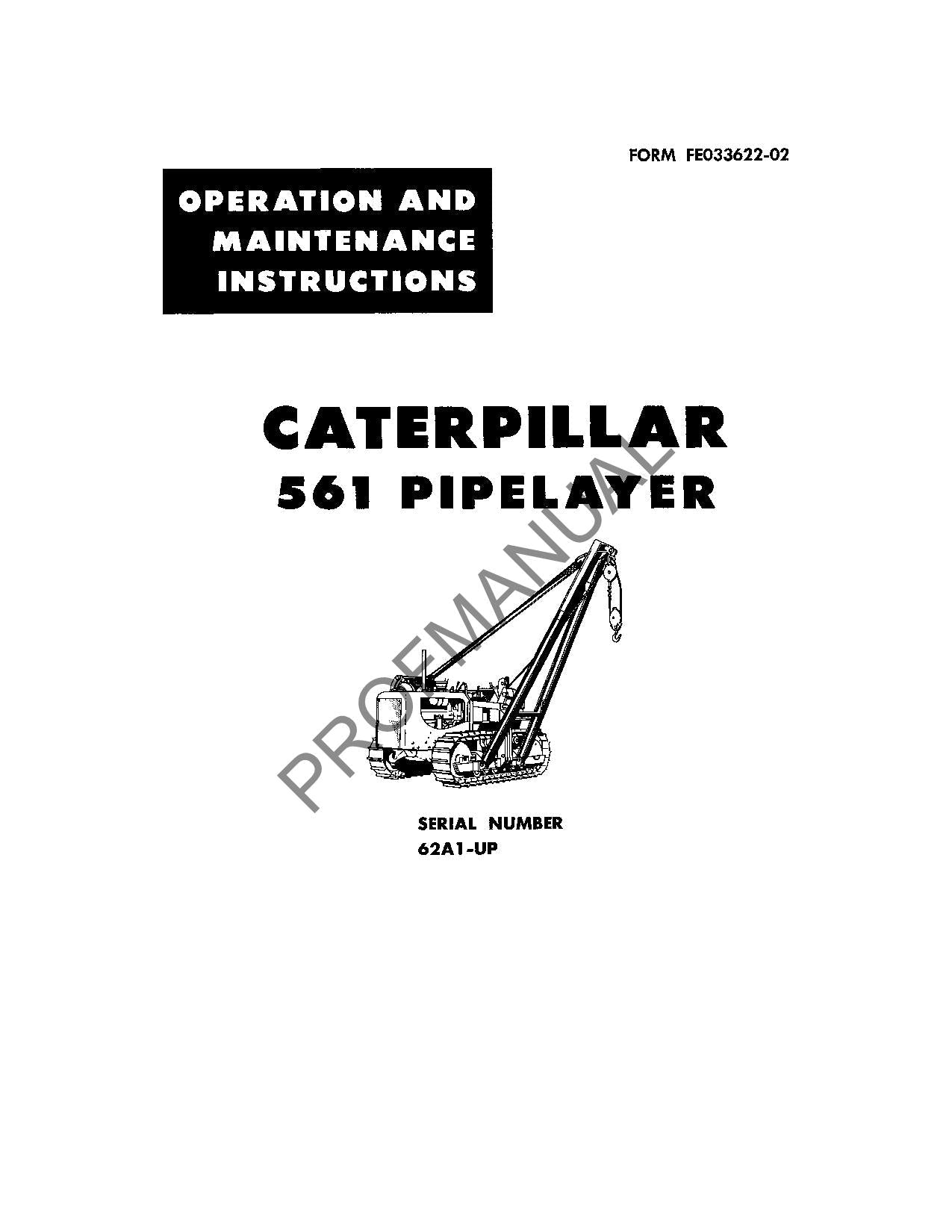 Manual de mantenimiento del operador del tiendetubos Caterpillar 561 62A1-Up