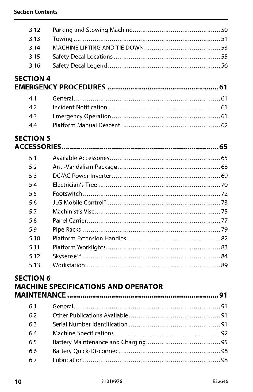 Manual del operador de mantenimiento y operación del elevador de tijera JLG ES2646 31219976