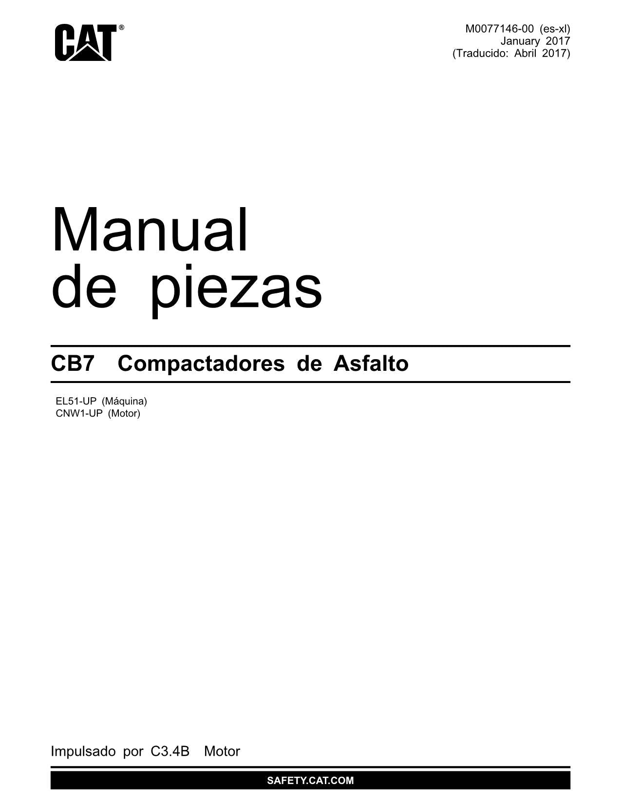 Caterpillar CB7 Compactadora Manual de piezas Español