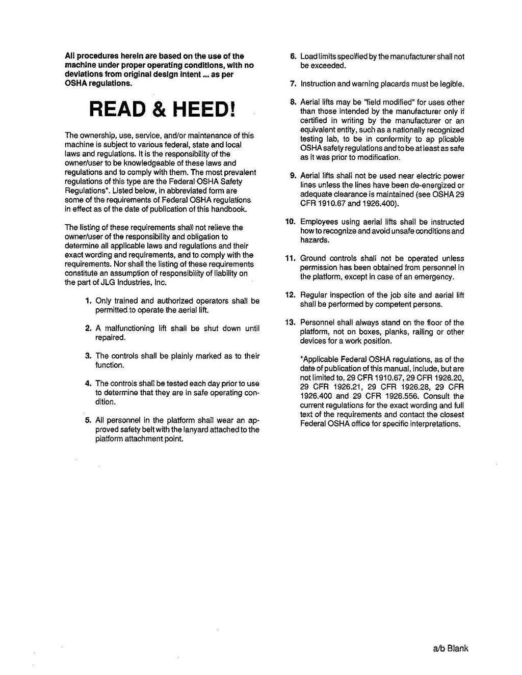 JLG 34HA Boom Lift Maintenance Operation Operators Manual
