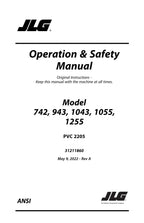 JLG 1043 1055 1255 742 943 Telehandler Maintenance Operators Manual 31211860