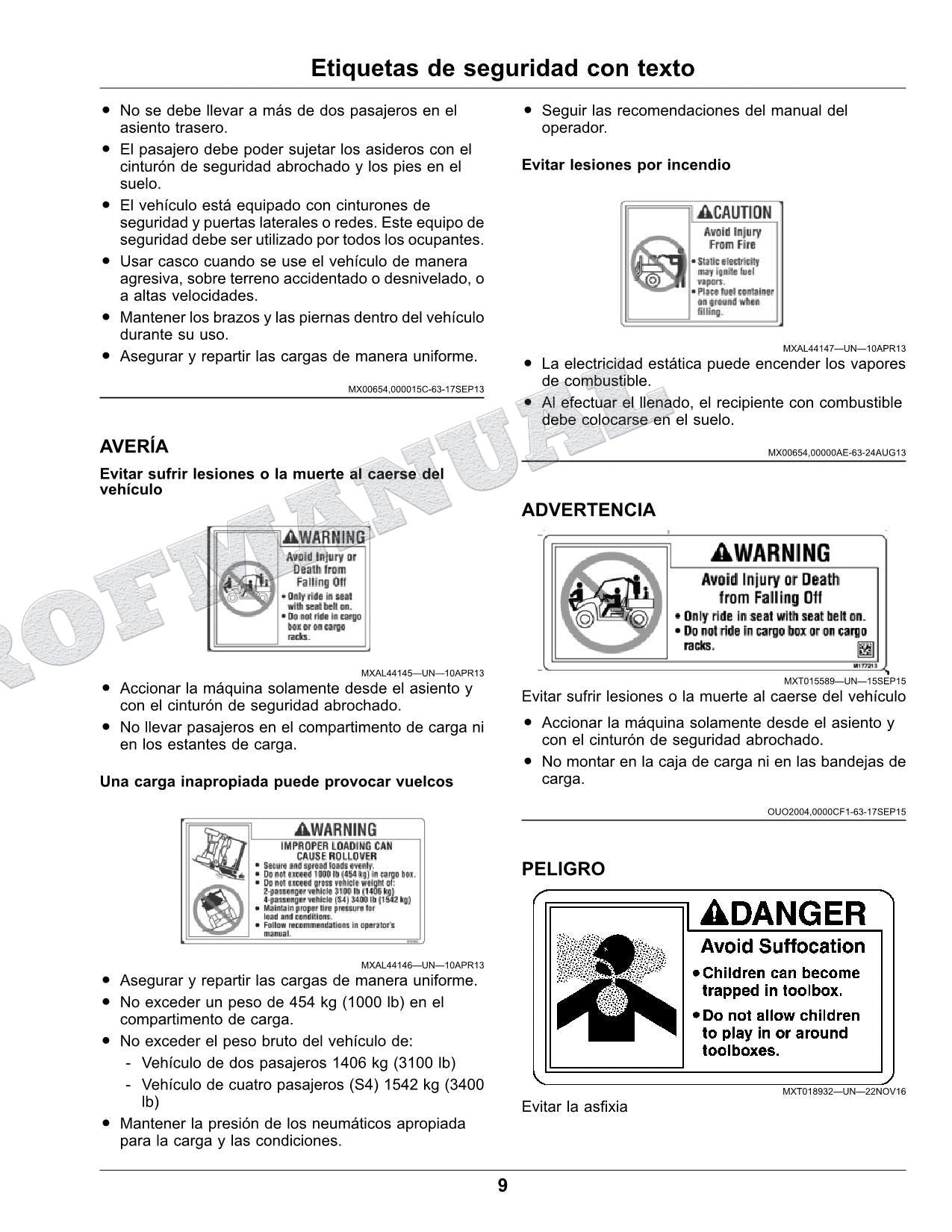 John Deere XUV825M S4 cocodrilo Manual del Operador Español OMUC23886