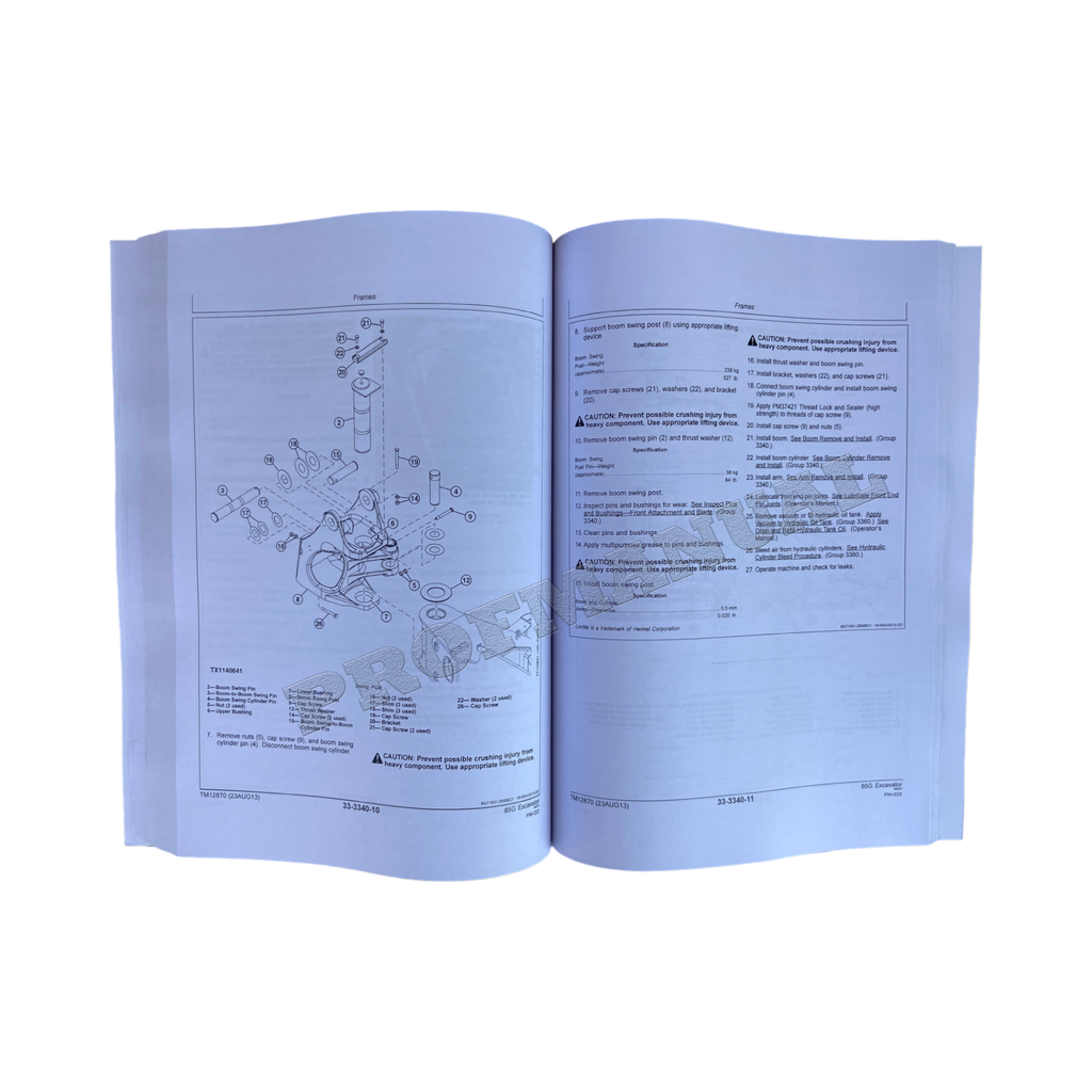 MANUAL TÉCNICO DE REPARACIÓN Y SERVICIO DE EXCAVADORA JOHN DEERE 85G TM12870 ¡+BONIFICACIÓN!