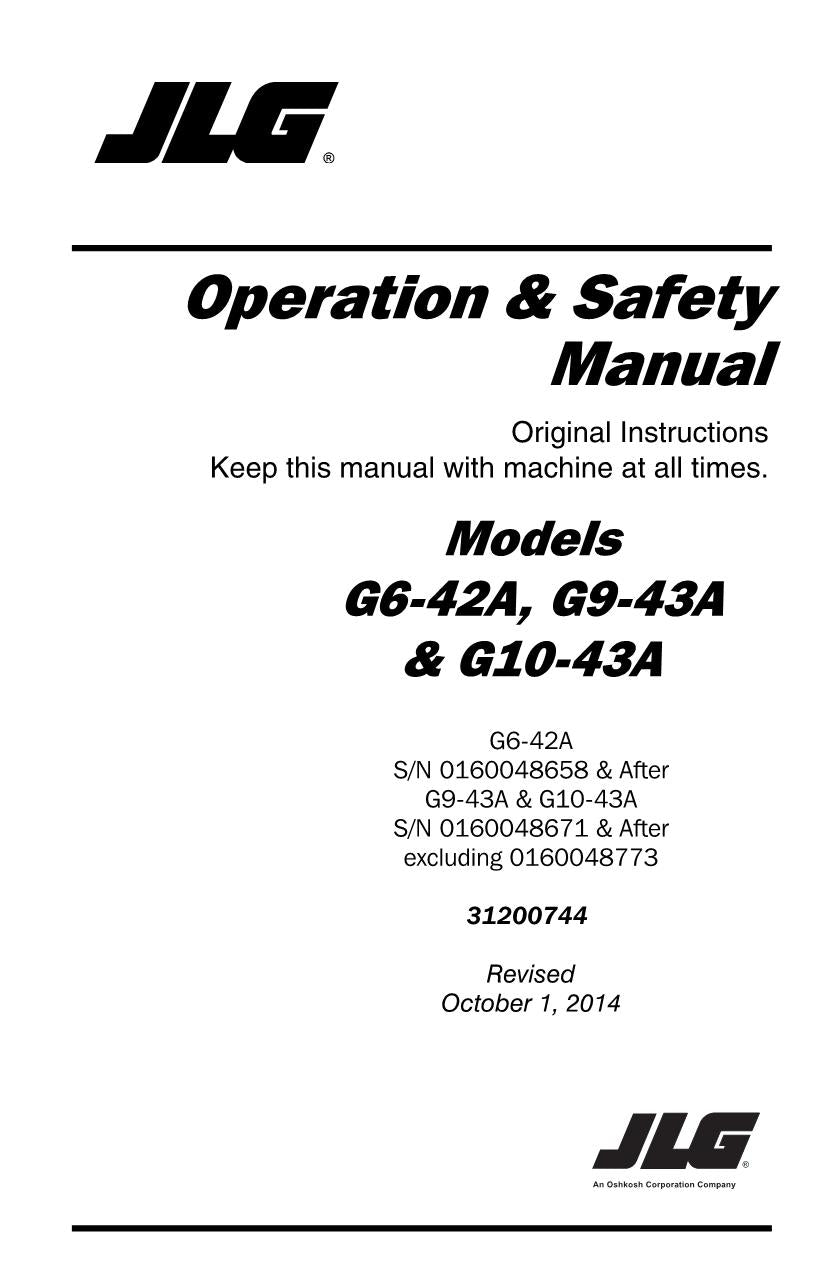 Manual del operador de mantenimiento y operación del manipulador telescópico JLG G10-43A G6-42A G9-43A