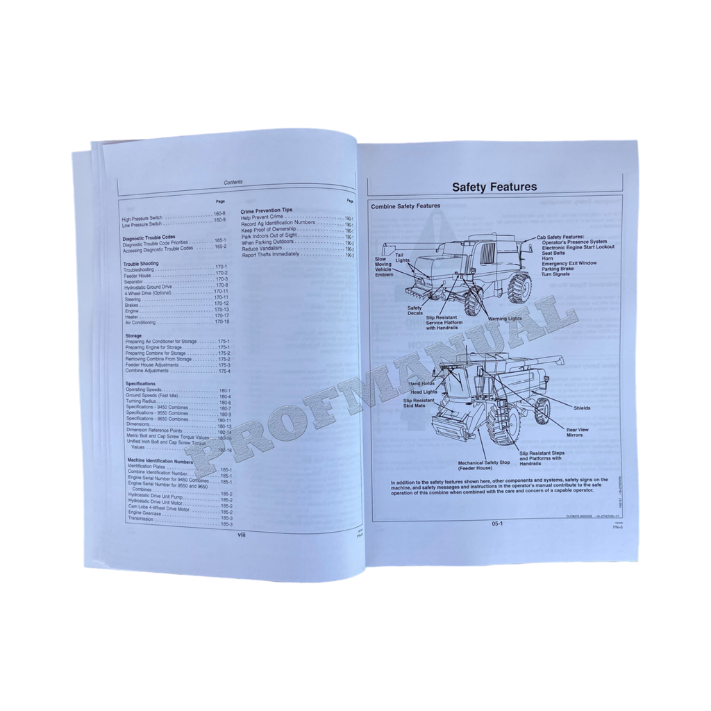 Manual del operador de la cosechadora John Deere 9450, 9550 y 9650 + ¡Extra! OMH175213 