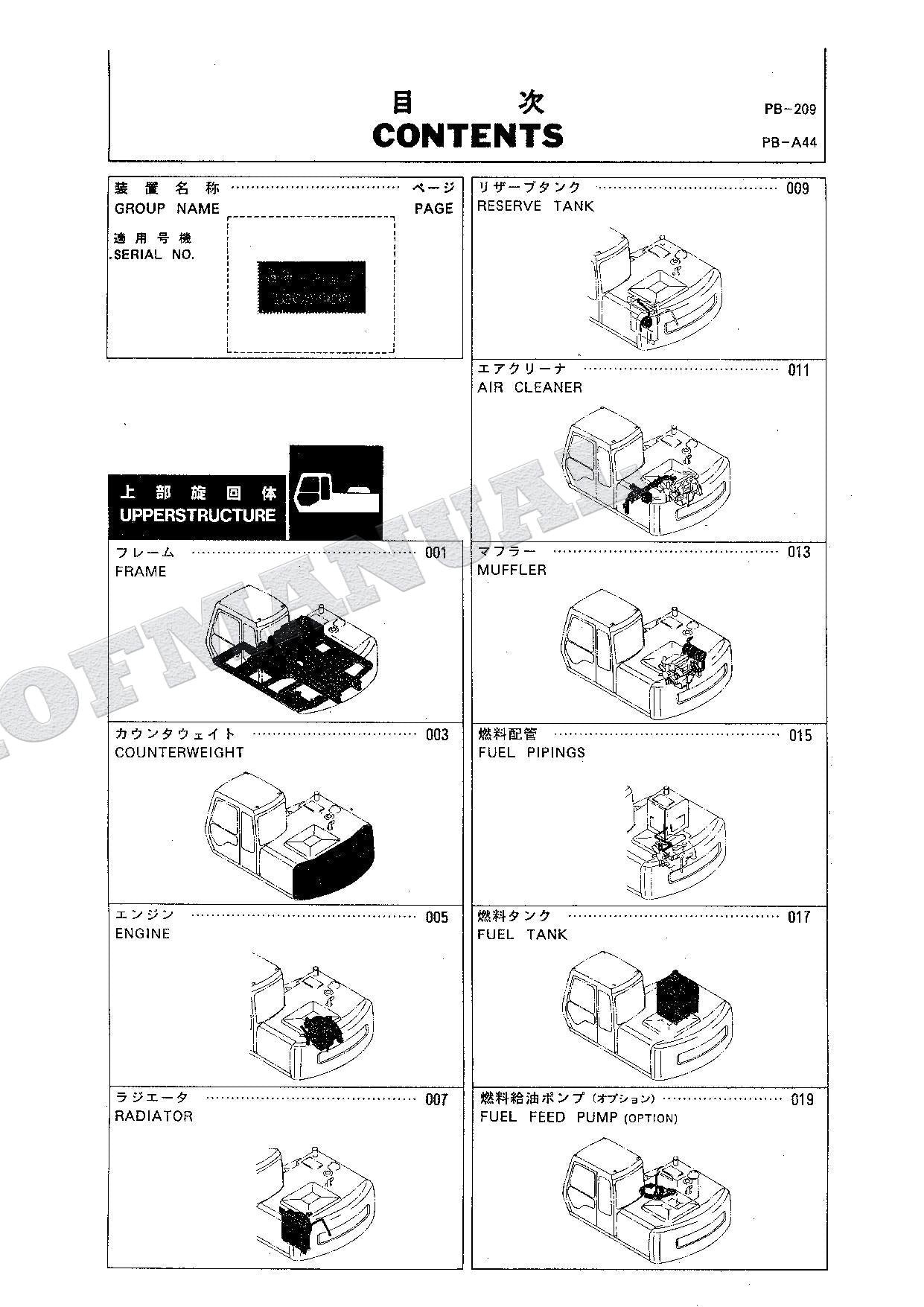 HITACHI EX100-2 Excavator Parts Catalog Manual SN 30001-