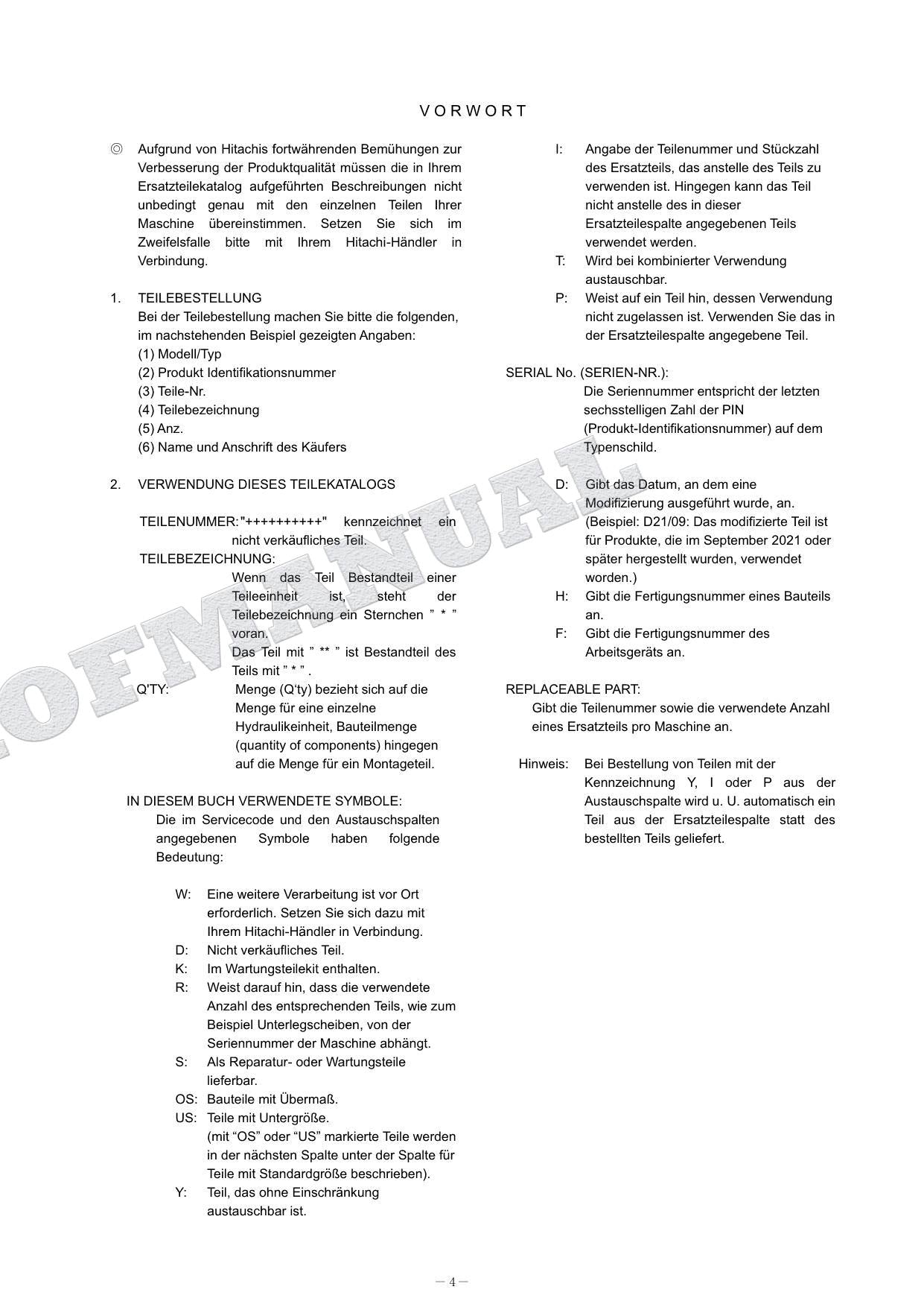 HITACHI ZAXIS ZX135US-6 Equipment Component Excavator Parts Catalog Manual