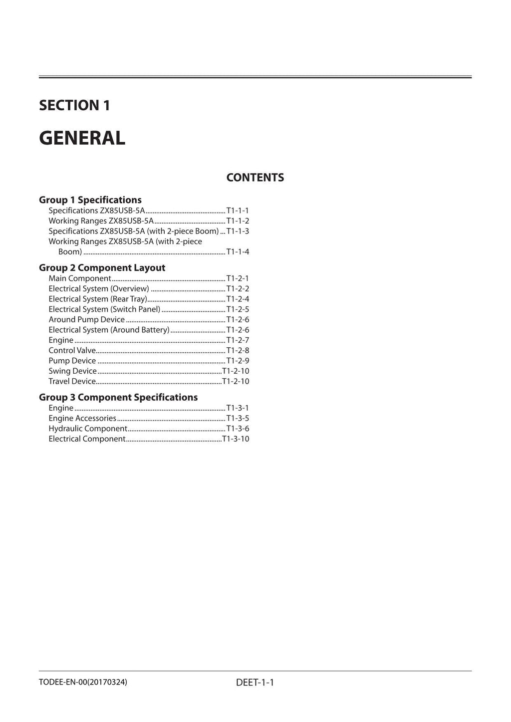 HITACHI ZAXIS ZX85USB-5A Excavator Operational Principle Technical Manual