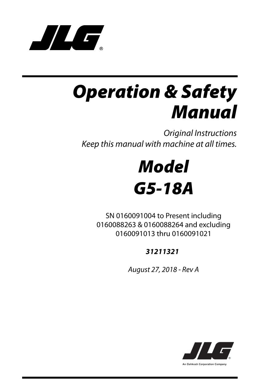 Manual del operador de mantenimiento y operación del manipulador telescópico JLG G5-18A 31211321