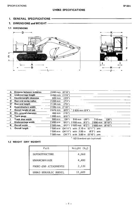 HITACHI UH063 EXCAVATOR SERVICE MANUAL