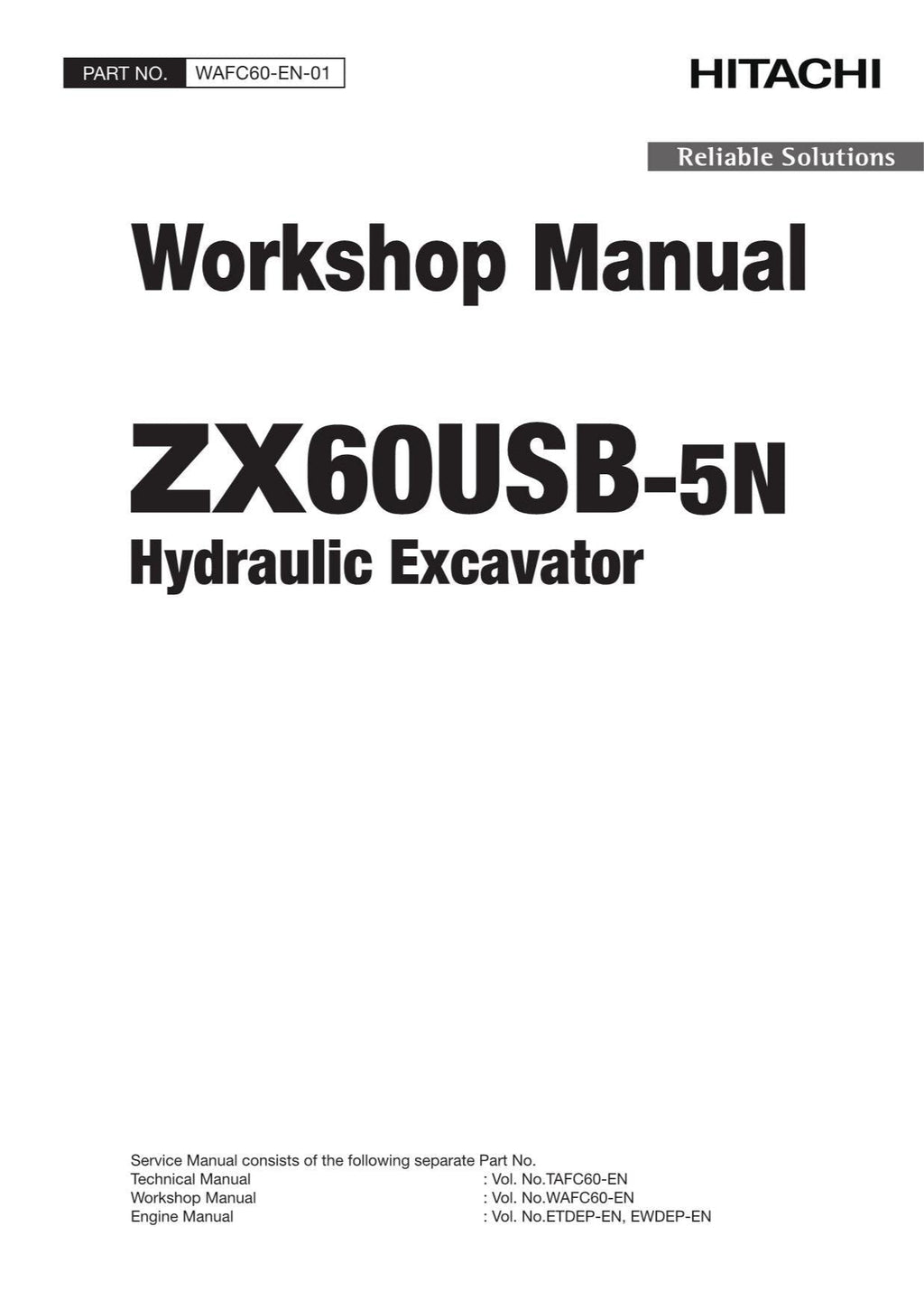 Manual de servicio y reparación de la excavadora Hitachi ZX60USB-5N WAFC60-EN-01