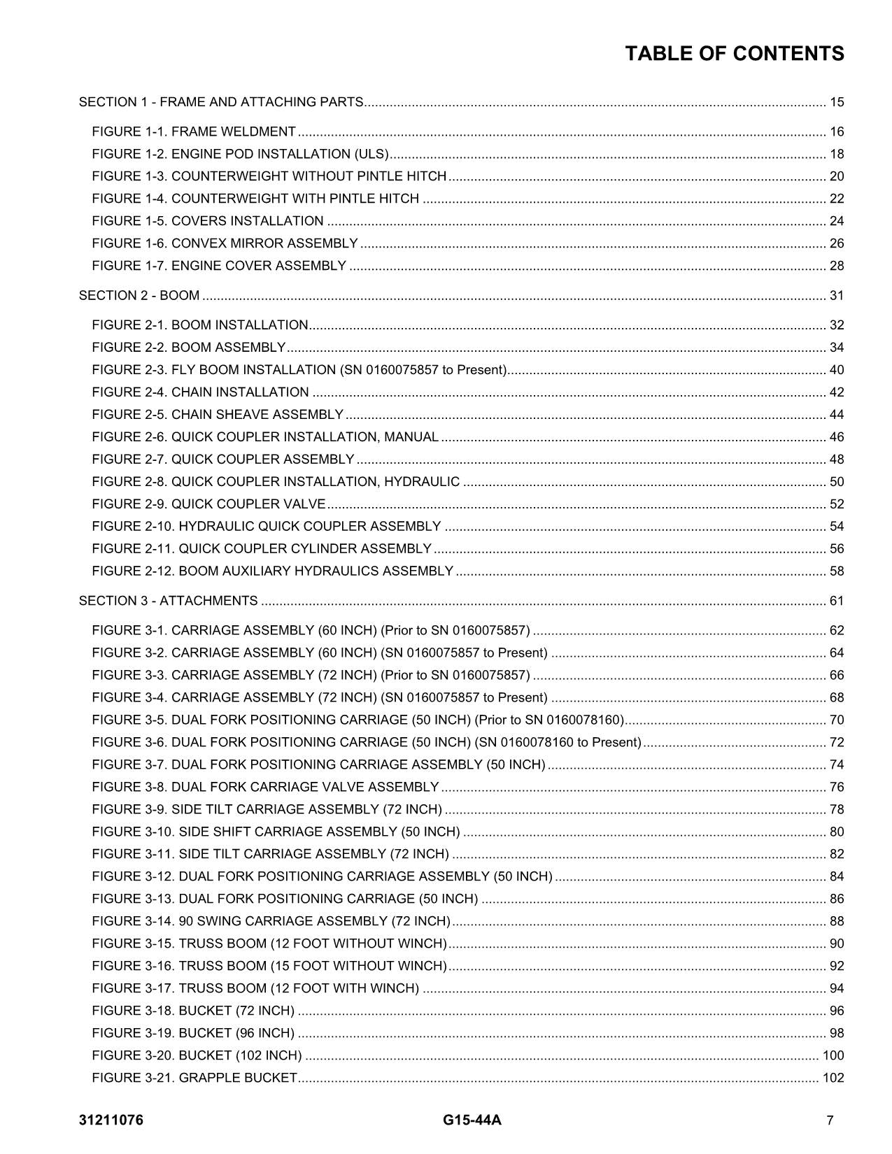 Manual del catálogo de piezas del manipulador telescópico JLG G15-44A