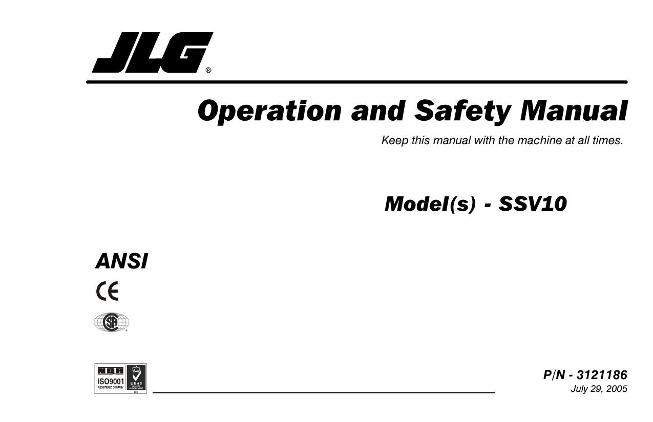 JLG SSV-10 Vertical Mast Maintenance Operation Operators Manual