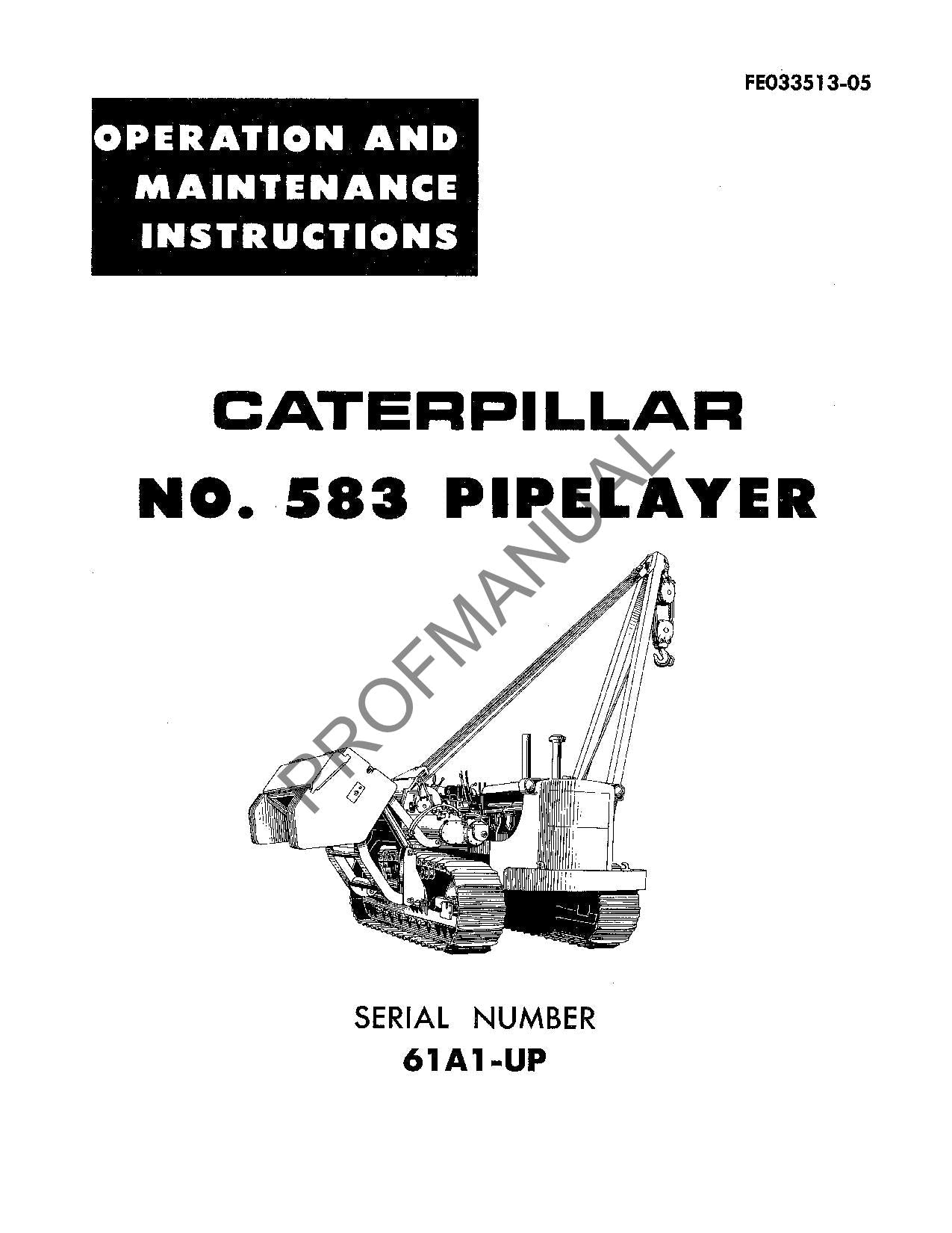 Manual de mantenimiento del operador del tiendetubos Caterpillar 583 FE033513