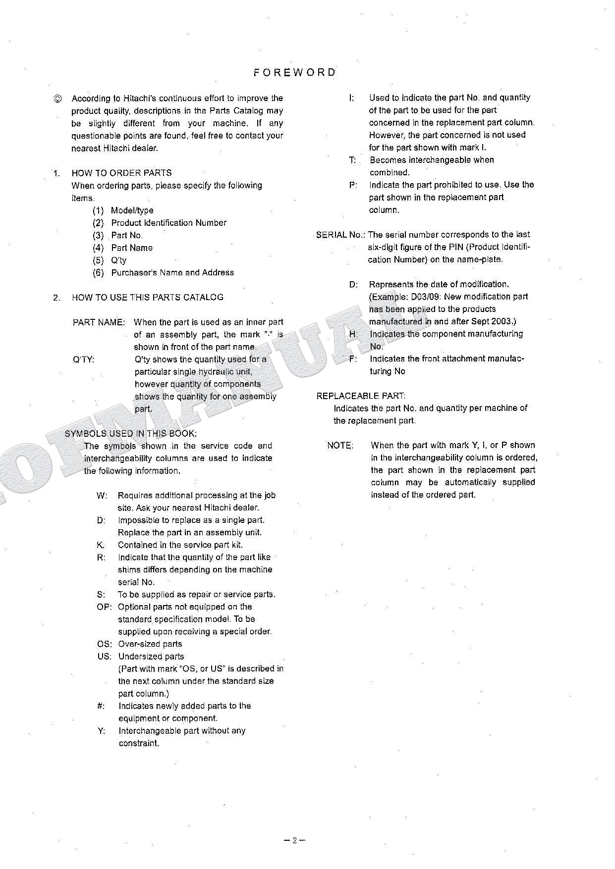 HITACHI ZAXIS ZX135UST Equipment Component Excavator Parts Catalog Manual