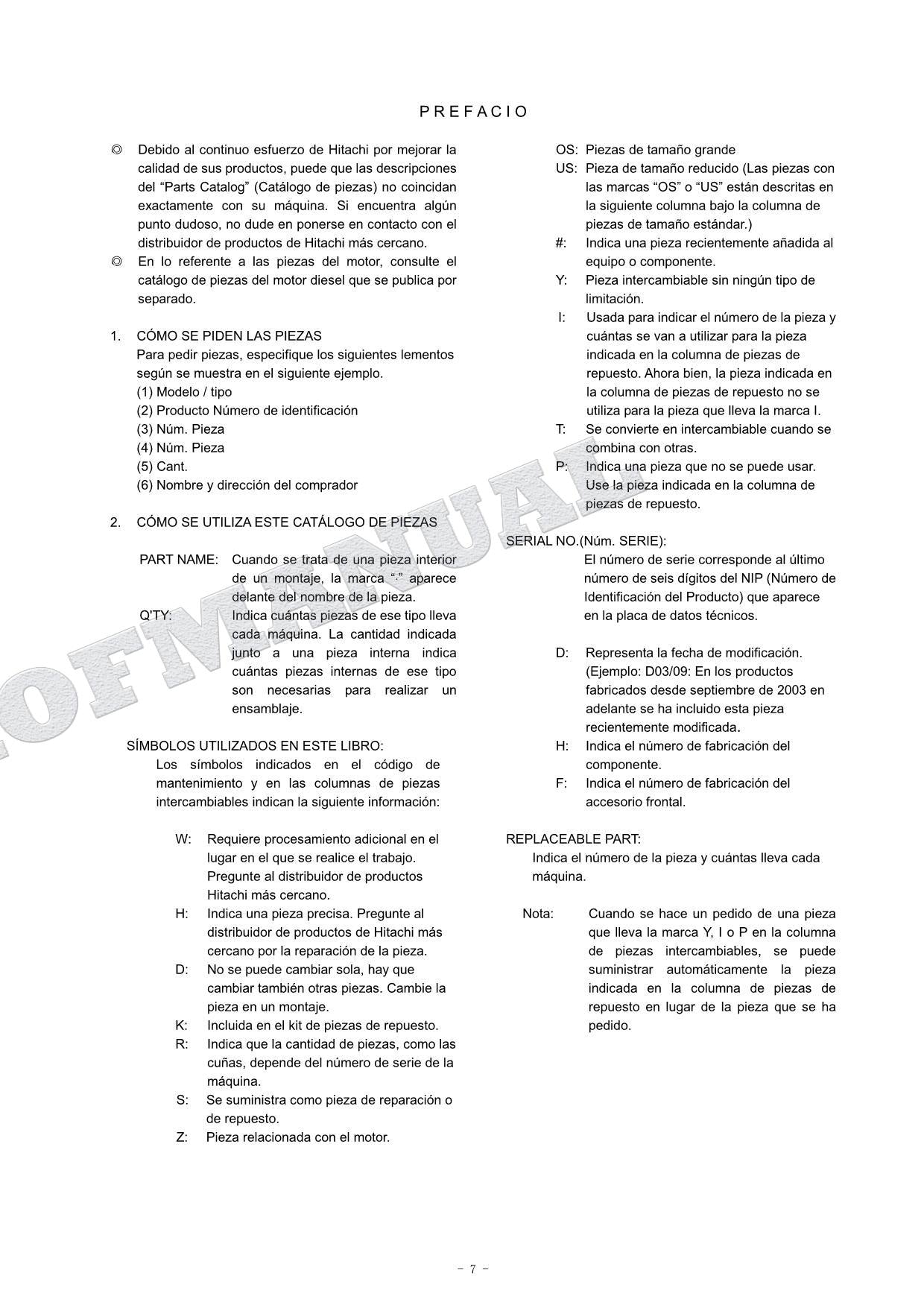 HITACHI ZAXIS ZX130W Excavator Parts Catalog Manual