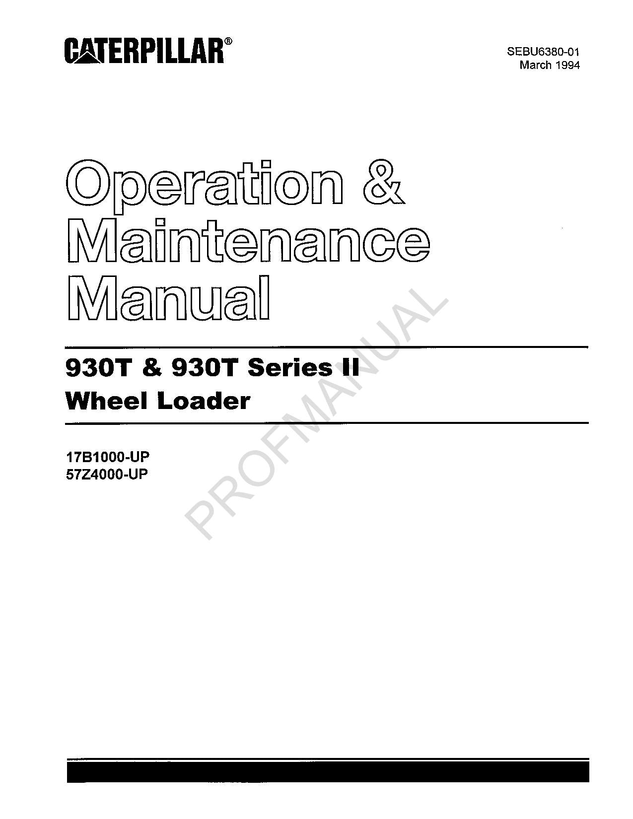 Manual de mantenimiento del operador de cargadoras de ruedas Caterpillar 930T 980T Serie II