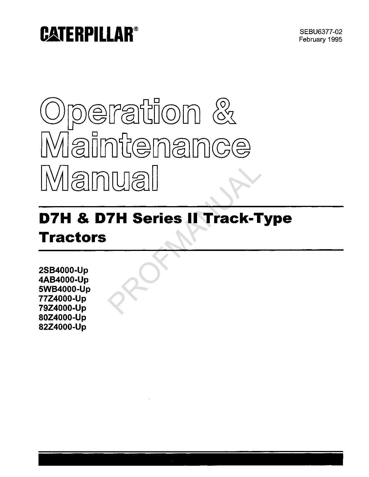 Manual de mantenimiento del operador del tractor de cadenas Caterpillar D7H Serie D7H II