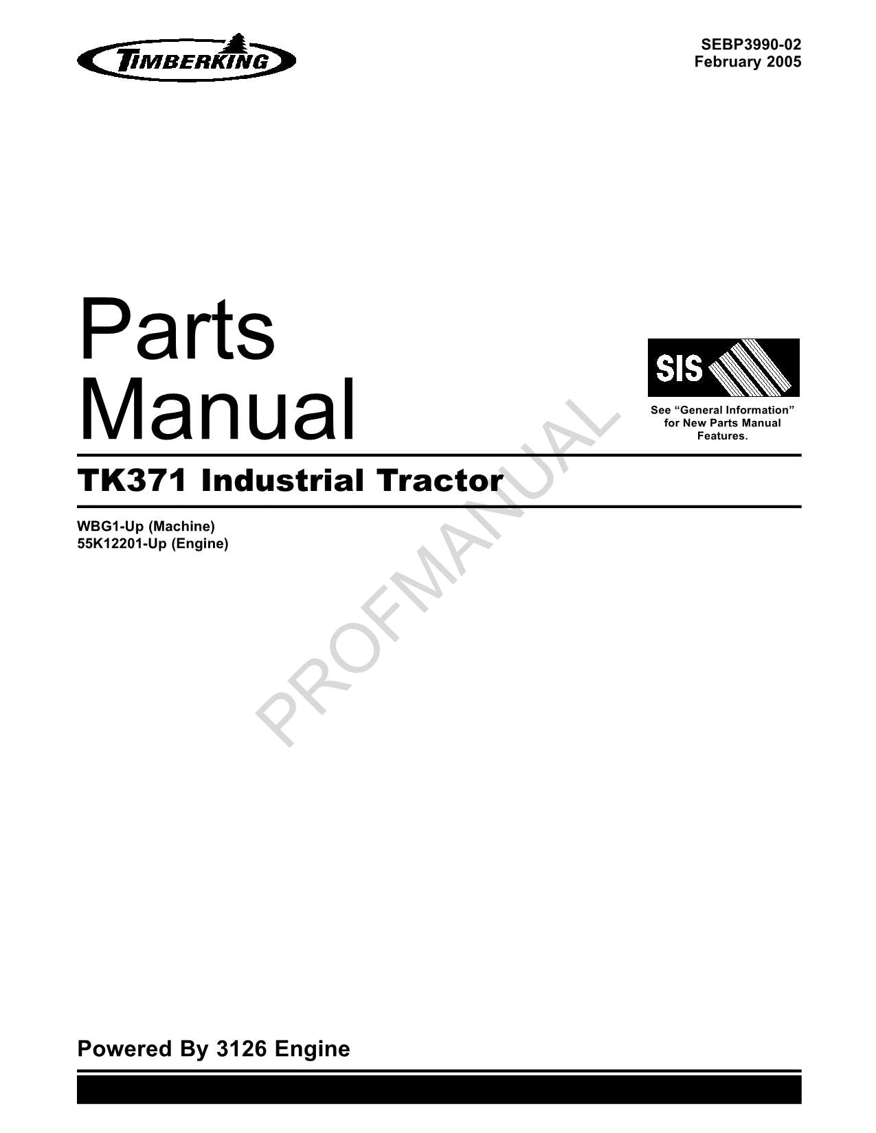Manual del catálogo de piezas del cargador industrial Caterpillar TK371