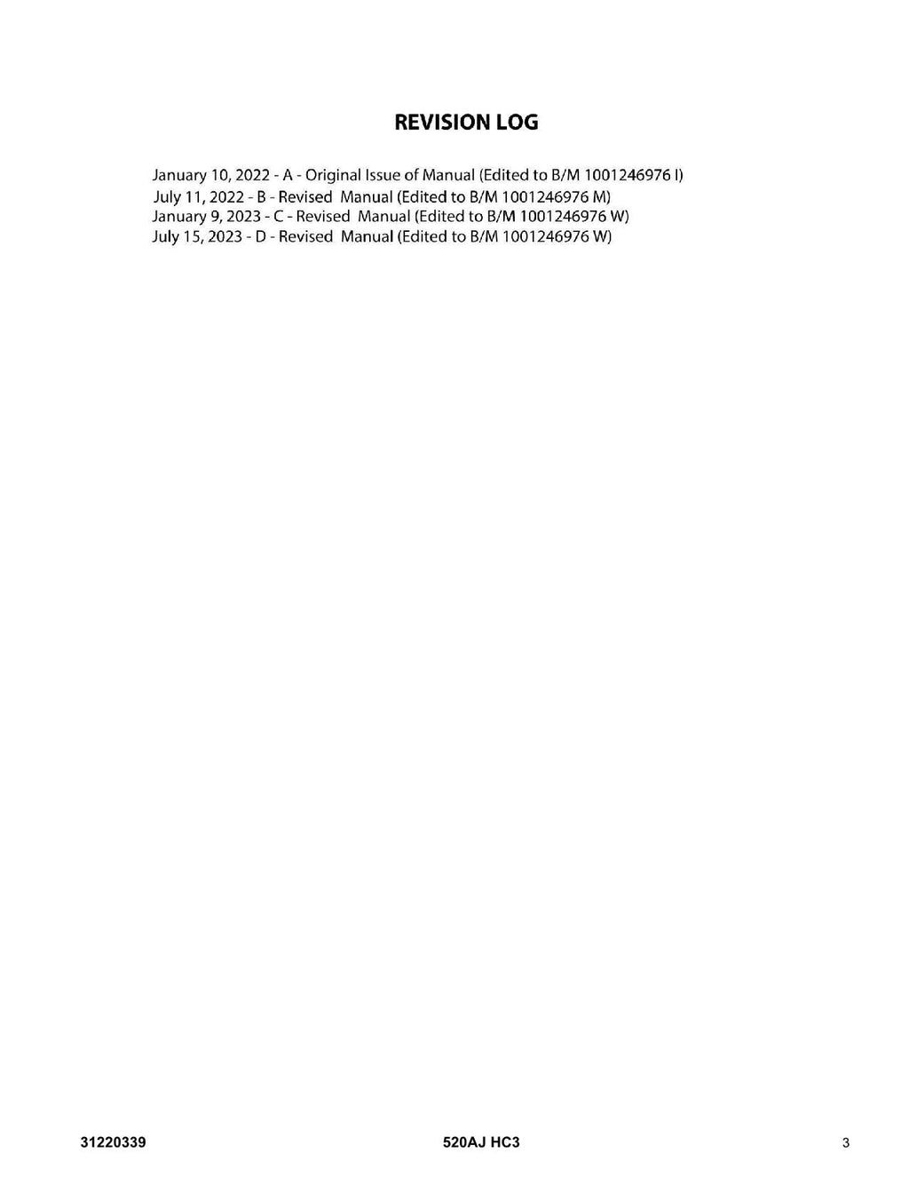 JLG 520AJ HC3 Boom Lift Parts Catalog Manual 31220339