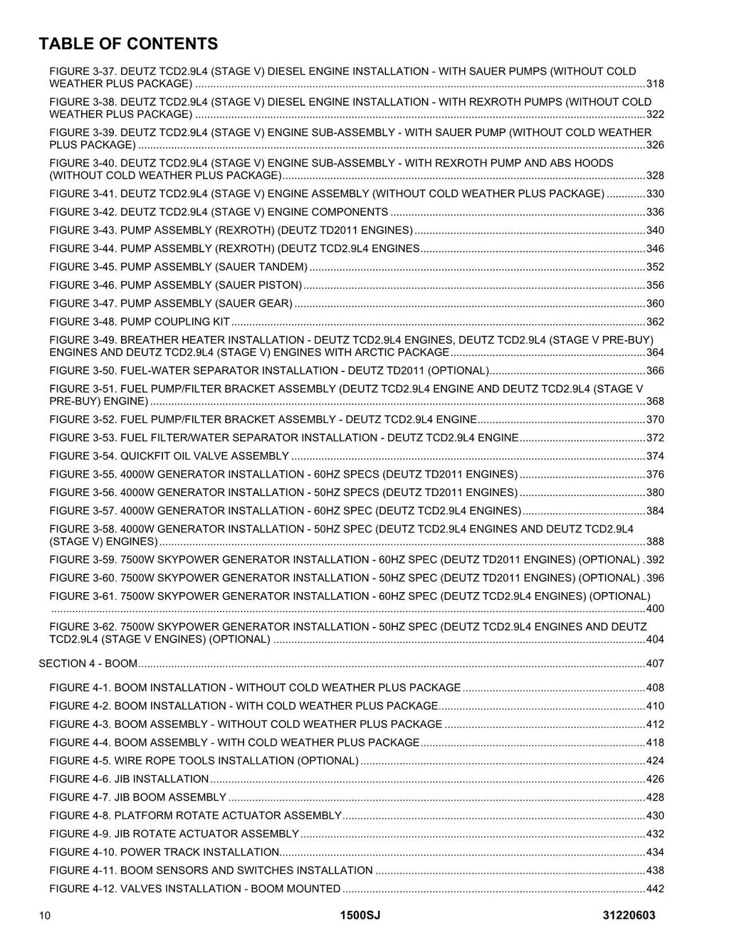 JLG 1500SJ Boom Lift Parts Catalog Manual 31220603
