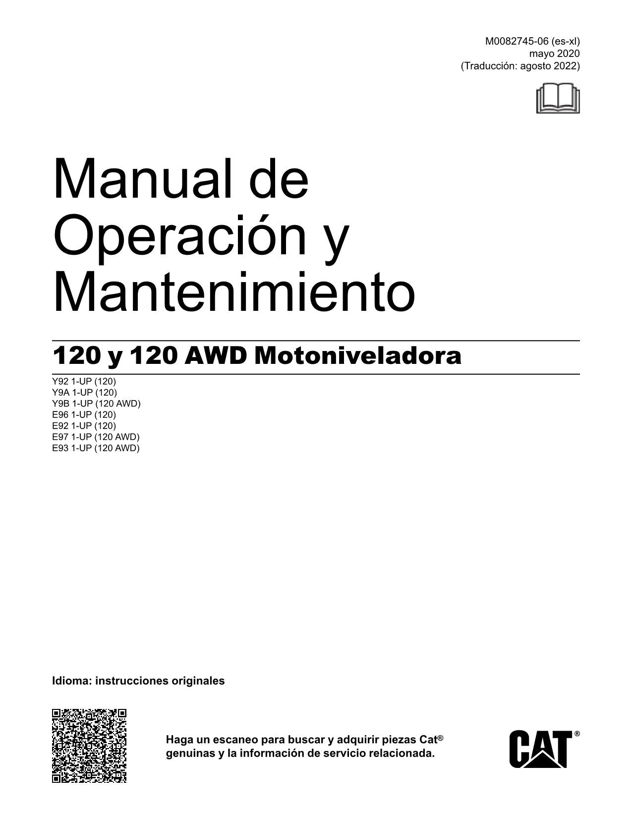 Caterpillar 120 120 AWD Motoniveladora Manual de Operación y Mantenimiento