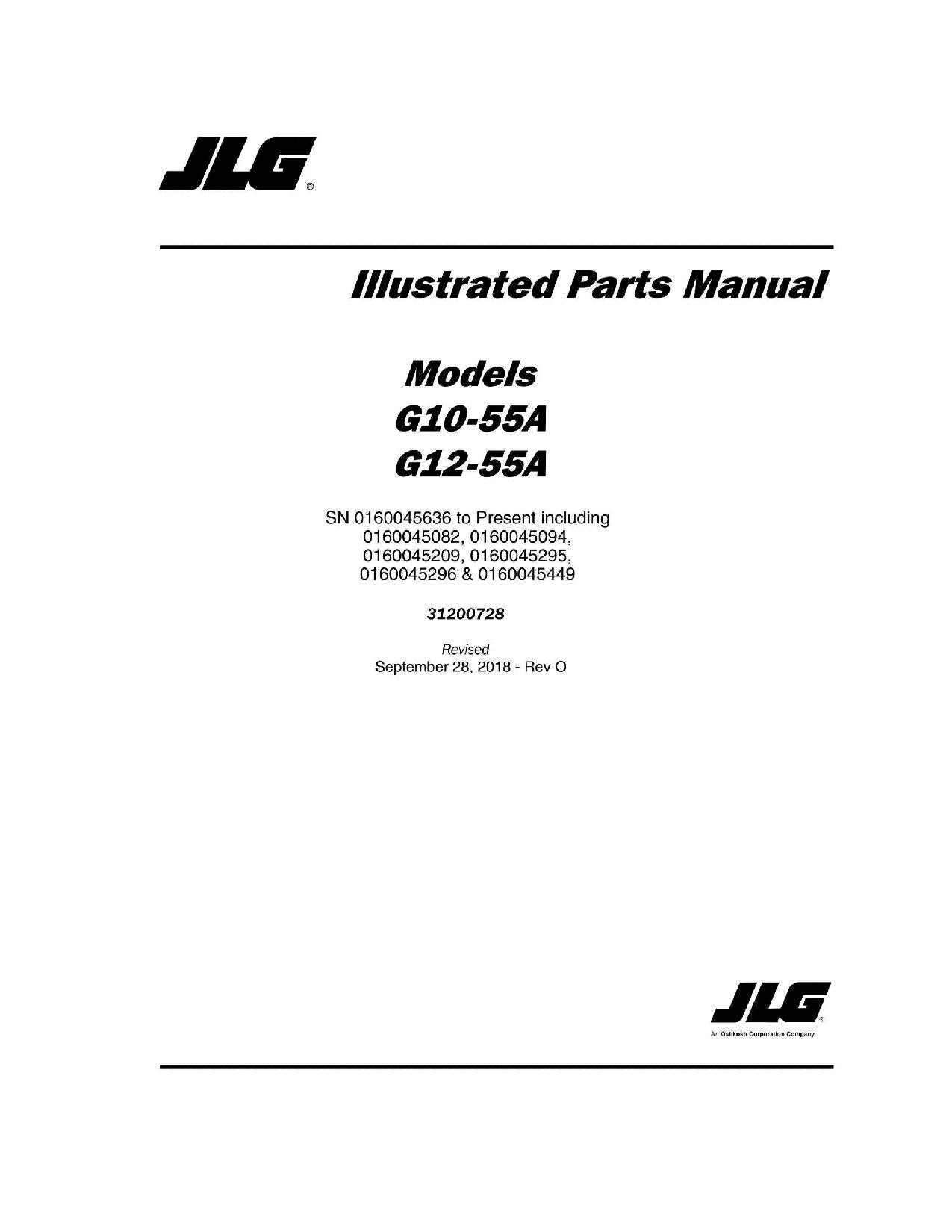 Manual del catálogo de piezas del manipulador telescópico JLG G10-55A G12-55A