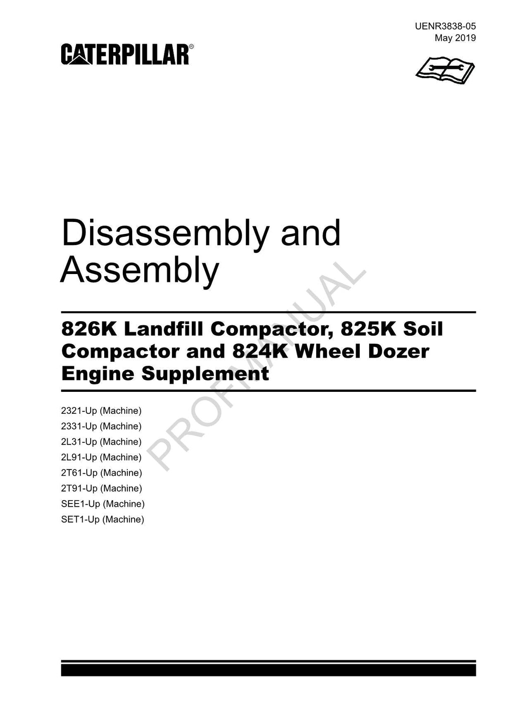 Manual de servicio de desmontaje y ensamblaje de los suministros del motor del compactador Caterpillar 826K y 825K