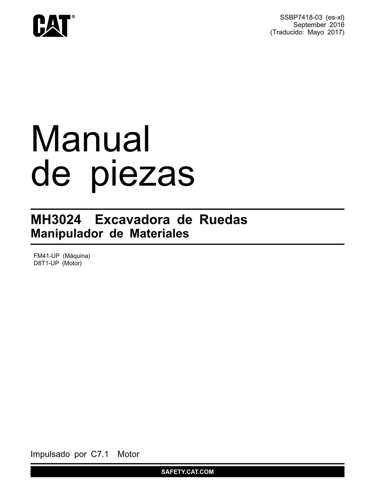 Caterpillar MH3024 Excavadora Manual de piezas Español