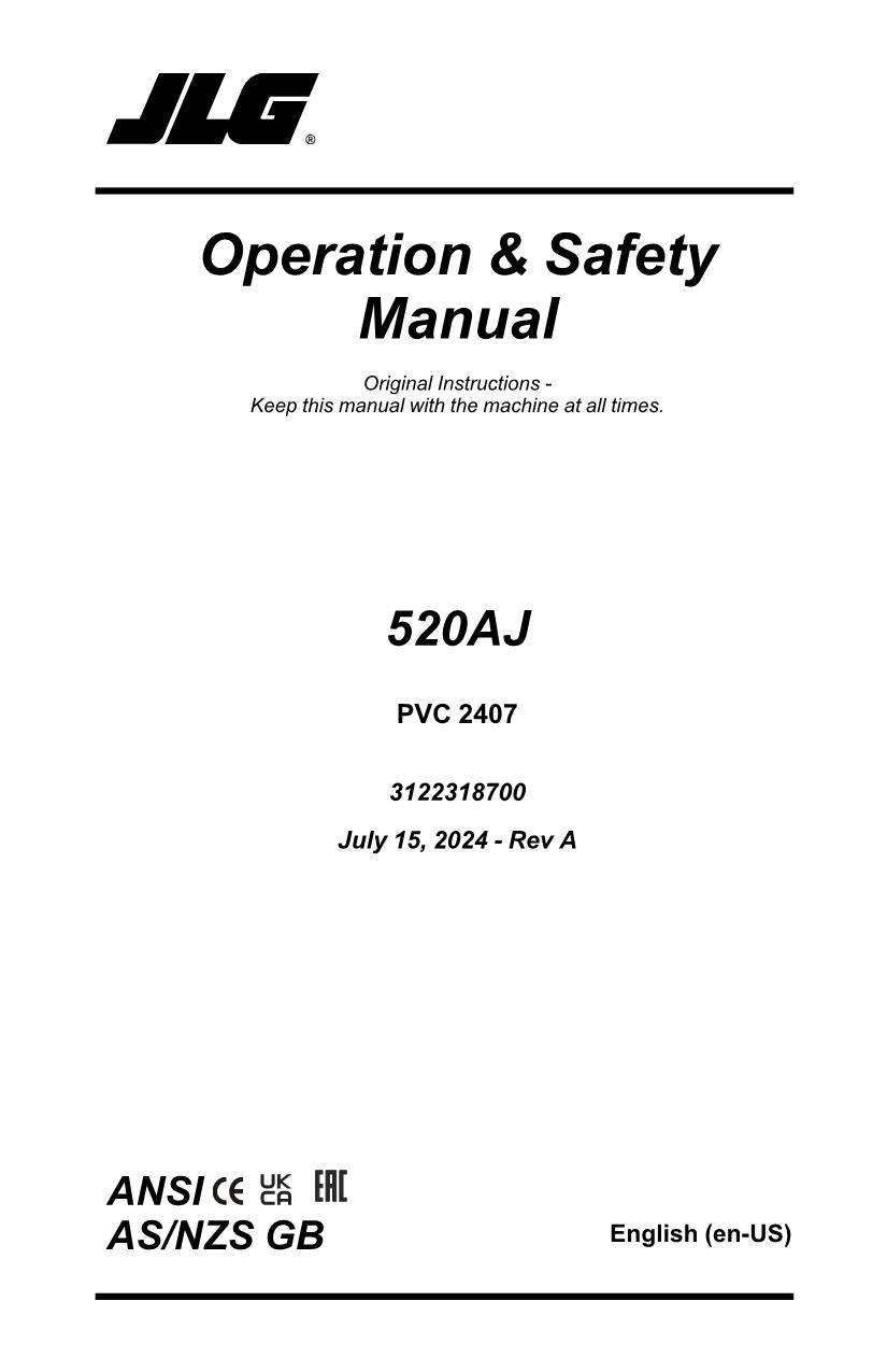 Manual del operador de mantenimiento y operación de la plataforma elevadora JLG 520AJ 3122318700